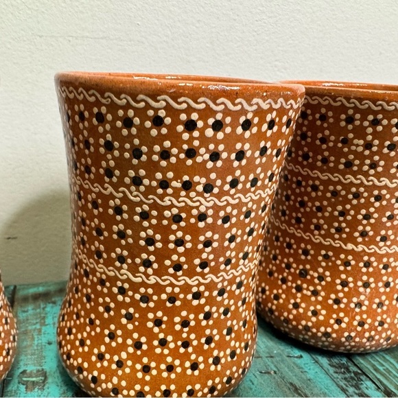 Studio Art Handleless Pottery Mug Tea Cup Tumblers Set of 4 - Picture 7 of 9